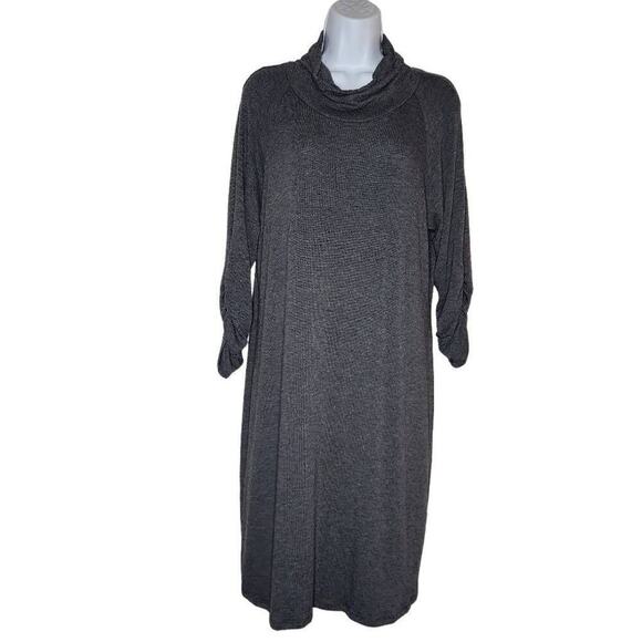 Tiana B. Women Dresses, NEW Charcoal Grey 3/4 Sleeve Mock Neck Knit Dress, Sz L - Picture 1 of 10